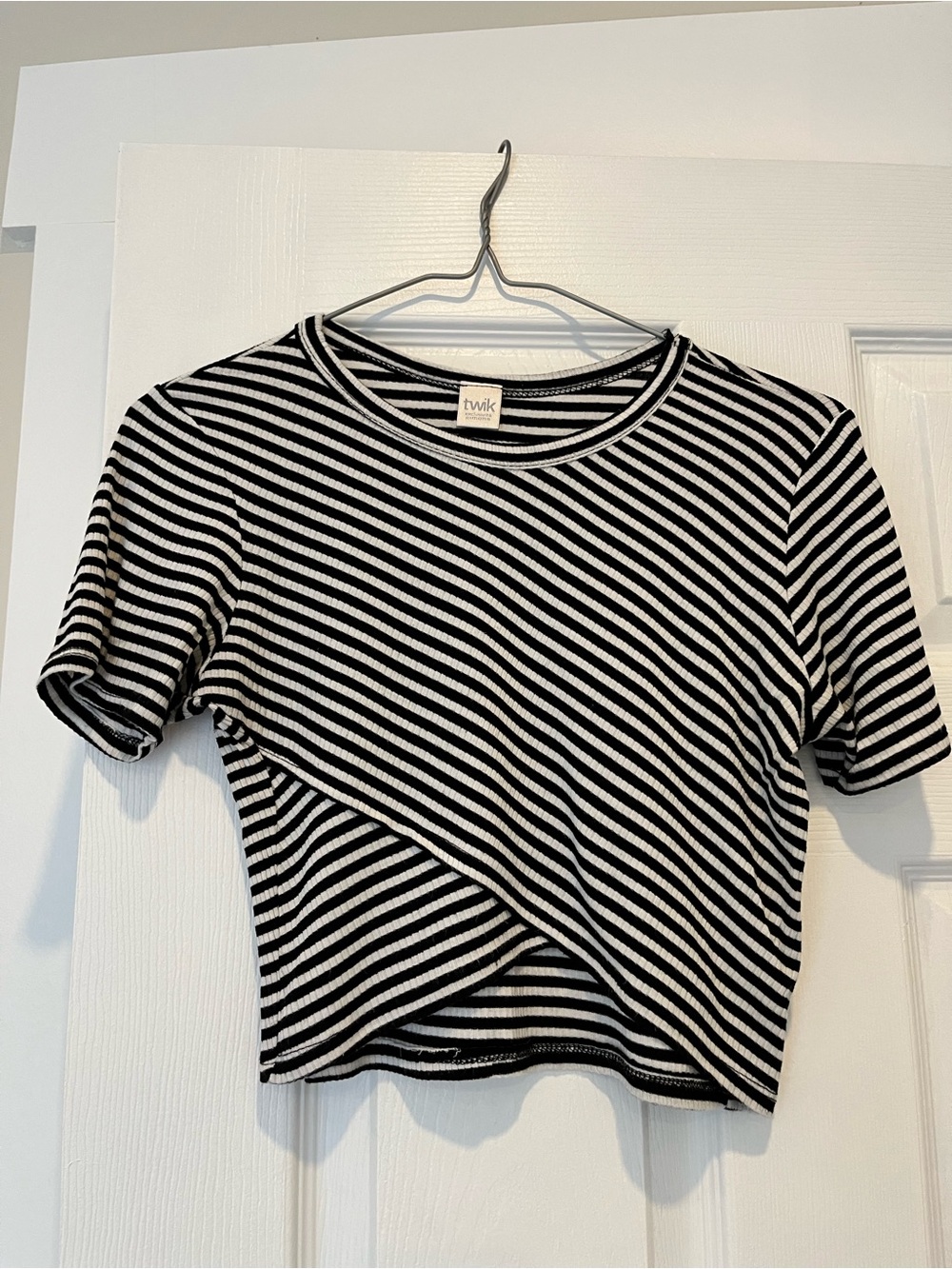 Wrap effect striped crop top
